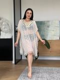 Пляжна бежева жіноча туніка PLUS SIZE SW3667 фото