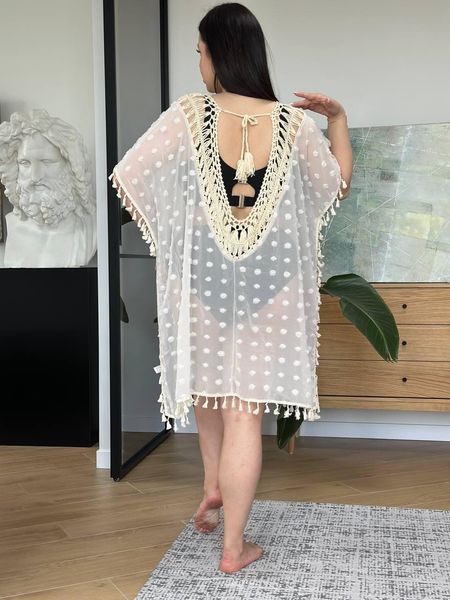 Пляжна бежева жіноча туніка PLUS SIZE SW3667 фото