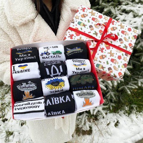 Новогодний подарочный Бокс женских патриотических носков на 12 пар 36-41 г. 12жнр1 фото