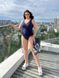 Купальник женский слитный Plus size тёмно-синий SW1513 фото 5
