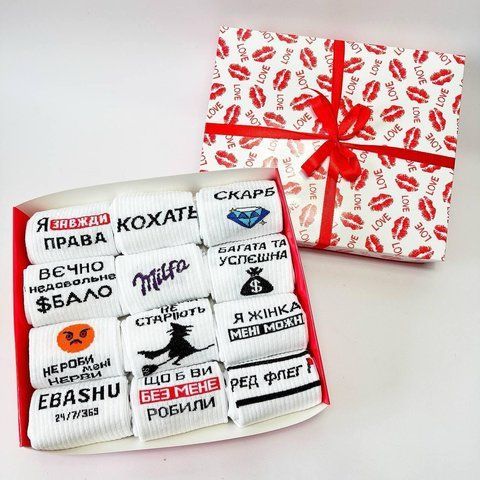 Подарочный набор женских высоких носков на 12 пар 36-41 г. Ж12бокс0149 фото