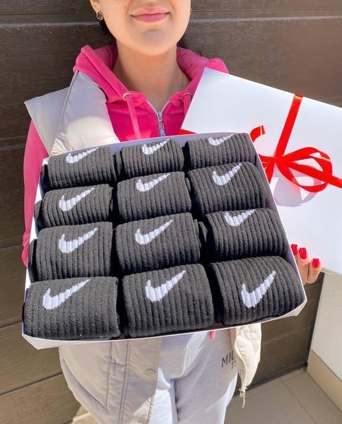 Бокс жіночих високих шкарпеток Nike 36-41 на 12 пар у подарунковій коробці Ж12бренд1 фото