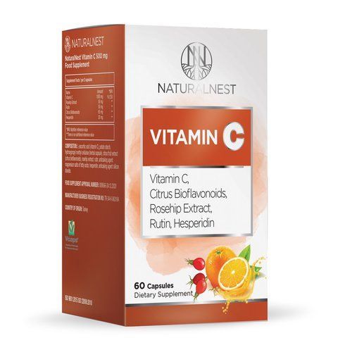 Диетическая добавка &laquo;Витамин С 500 mg&raquo; NATURALNEST, 60 растительных капсул 444719 фото