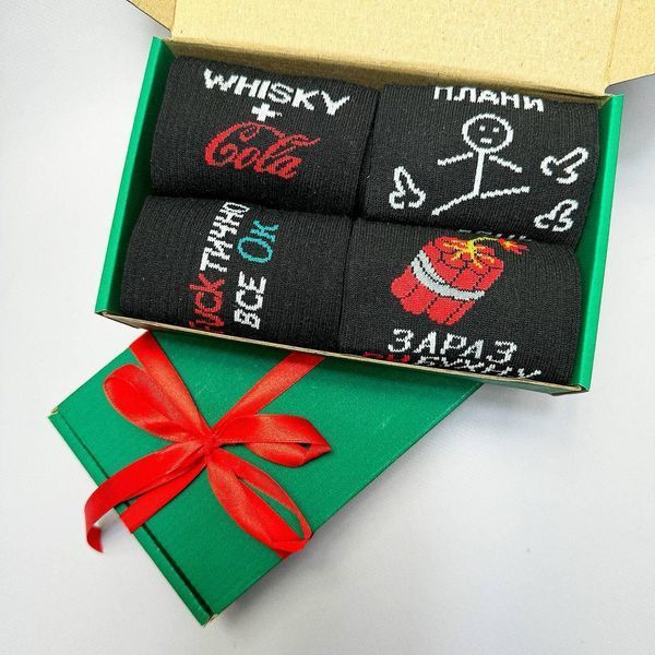 Бокс чоловічих подарункових шкарпеток 40-45 на 4 пари ч4бокс040 фото