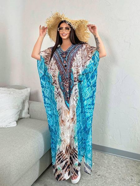 Роскошное макси платье-туника PLUS SIZE для отдыха SW655 фото