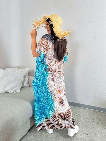 Роскошное макси платье-туника PLUS SIZE для отдыха SW655 фото
