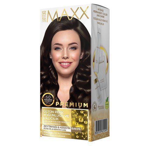 Фарба для волосся MAXX Deluxe 5.0 Світло-коричневий, 50 мл + 50 мл + 10 мл 302303 фото
