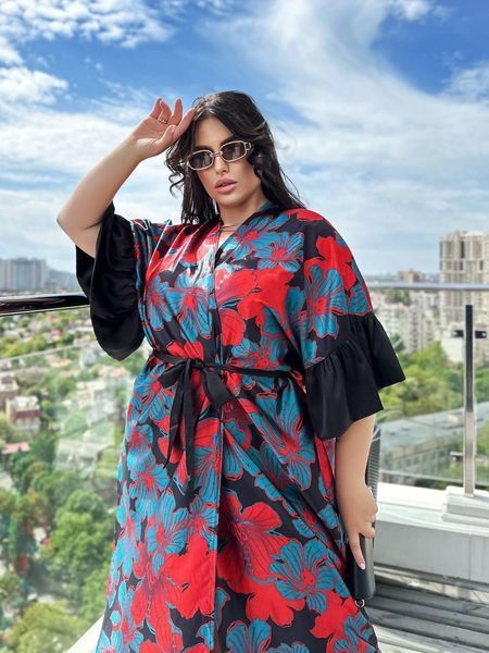 Розкішна шовкова довга туніка PLUS SIZE SW653 фото