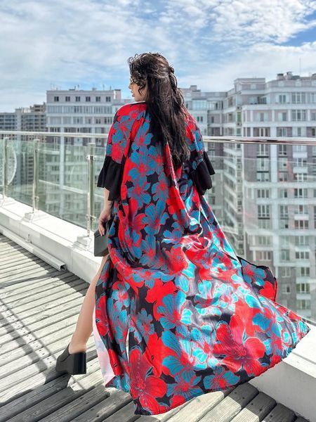 Розкішна шовкова довга туніка PLUS SIZE SW653 фото