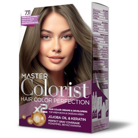 Фарба для волосся Master Colorist 7.11 Інтенсивний попелясто-русий, 2x50 мл+2x50 мл+10 мл 302336 фото