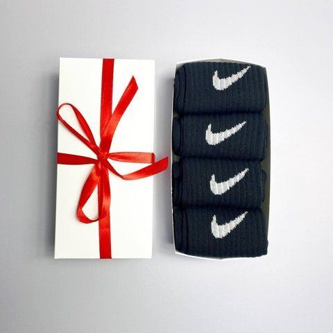 Набор высоких носков Nike 36-41 на 4 пары в подарочной коробке с лентой. Ж4бренд1 фото