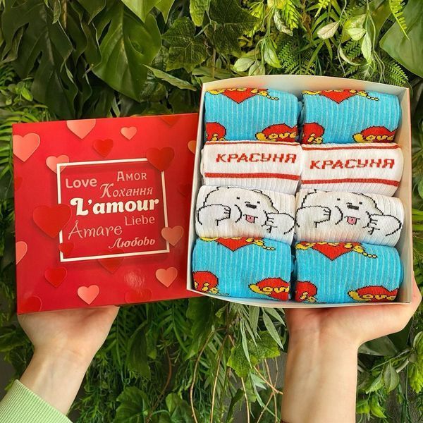 Бокс женских носков 36-41 г на 8 пар в подарочной коробке Ж8бокс054 фото