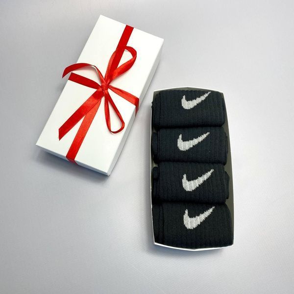 Набір жіночих високих шкарпеток Nike 36-41 на 4 пари у подарунковій коробці із стрічкою Ж4бренд1 фото