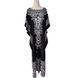 Черное длинное платье с орнаментом PLUS SIZE SW1356 фото 2