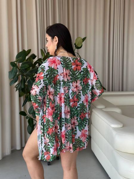 Роздільний білий купальник PLUS SIZE з сформованою чашкою та тунікою в комплекті SW1252/1 фото