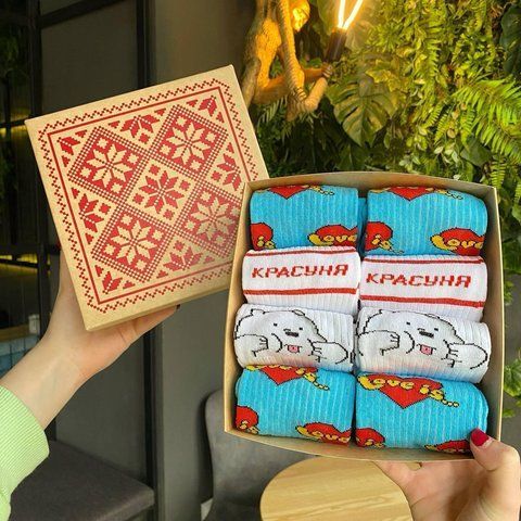 Бокс женских носков 36-41 г на 8 пар в подарочной коробке Ж8бокс056 фото
