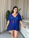 Пляжная короткая синяя туника PLUS SIZE тоненькая вязка SW669/3 фото 2