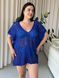 Пляжная короткая синяя туника PLUS SIZE тоненькая вязка SW669/3 фото 6