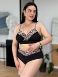 Черный раздельный купальник PLUS SIZE с леопардовым принтом SW3688 фото