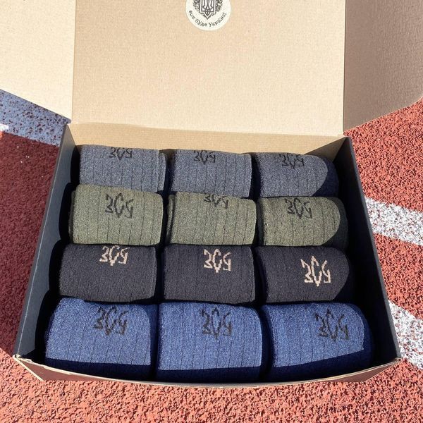 Бокс чоловічих зимових теплих шкарпеток на 12 пар 41-45 р у коробці ч12теплі02 фото