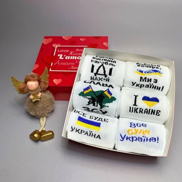 Бокс мужских патриотических носков 40-45 на 6 пар в подарочной коробке ч6укр044 фото