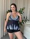 Чорно-білий купальник танкіні PLUS SIZE з шортиками SW1548 фото 4