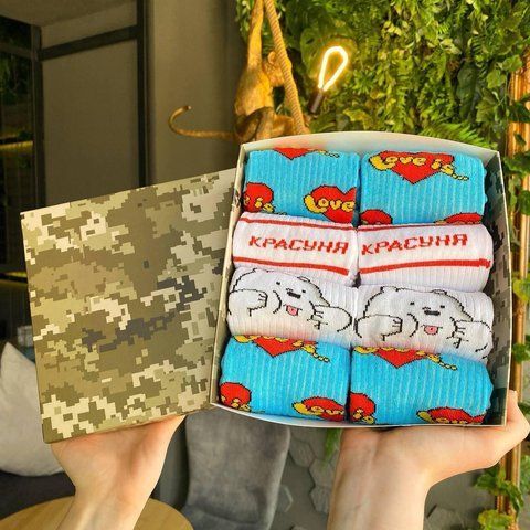 Бокс женских носков 36-41 г на 8 пар в подарочной коробке Ж8бокс059 фото