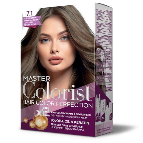 Фарба для волосся Master Colorist 7.1 Попелясто-руся, 2x50 мл + 2x50 мл + 10 мл 302335 фото