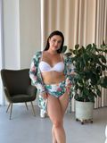 Роздільний білий купальник PLUS SIZE з тунікою в тропічному принті SW1383/1 фото