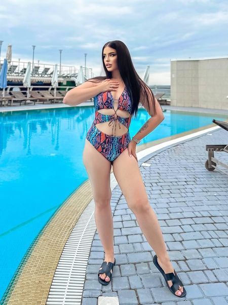 Раздельный женский купальник Plus size разноцветный SW1547 фото