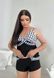 Чорно-білий купальник танкіні PLUS SIZE з тяжкою та шортиками SW1487 фото 4