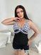Чорно-білий купальник танкіні PLUS SIZE з тяжкою та шортиками SW1487 фото 5