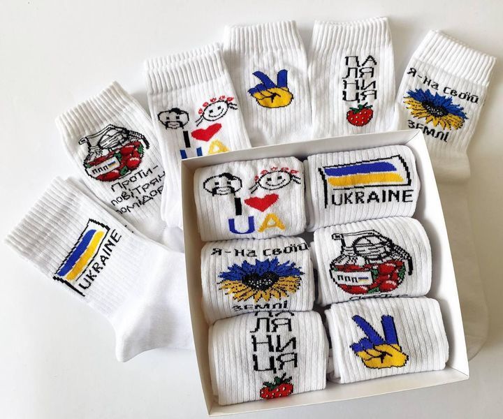 Бокс патріотичних жіночих шкарпеток 6 пари 36-41р у подарунковій коробці ж6укр5 фото