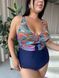 Женский сплошной купальник Plus size синий принтом SW1572 фото 4