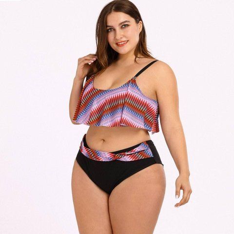 Женский раздельный купальник Plus size разноцветный SW1319 фото
