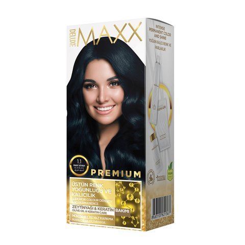 Фарба для волосся MAXX Deluxe 1.1 Синьо-чорний, 50 мл + 50 мл + 10 мл 302318 фото