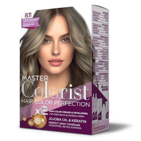 Фарба для волосся Master Colorist 8.11 Інтенсивний попелястий світло-русявий, 2x50 мл + 2x50 мл + 1 302341 фото