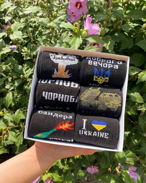 Бокс чоловічих патріотичних шкарпеток на 6 пар 40-45 р в подарунковій коробці із стрічкою весна-осінь Ч6укр8 фото