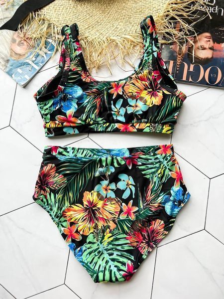 Роздільний купальник PLUS SIZE з утяжкою тропічний принт SW1381 фото