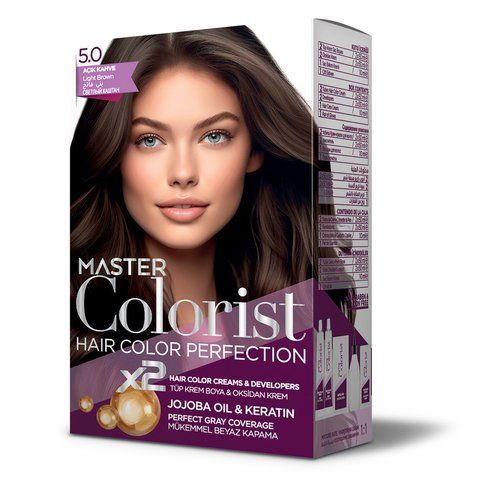 Фарба для волосся Master Colorist 5.0 Світло-коричневий, 2x50 мл+2x50 мл+10 мл 302330 фото